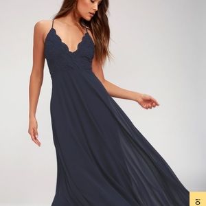LuLus Navy Blue Maxi Dress